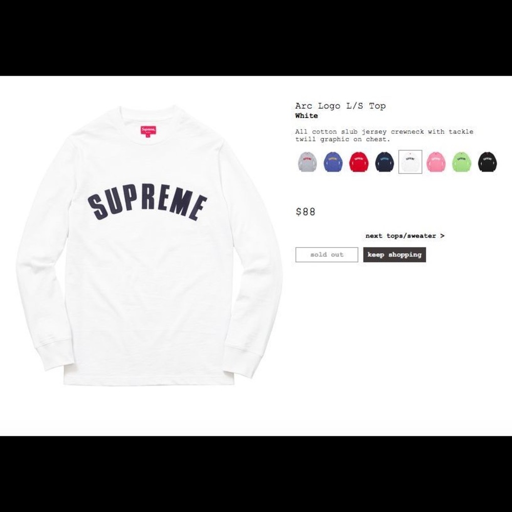 Supreme Tee Arc Logo Box Logo White Size S